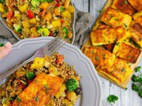 Turmeric Salmon • Warm Veggie Quinoa Salad • Blueberry Oatmeal Cookies