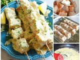 Fish Kabobs with Garlic Parmesan Cream Sauce