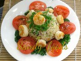 ඉස්සන් මිශ්‍ර ,ලූනු කොළ ෆ්‍රයිඩ් රයිස් Onion leaves fried rice with Prawns