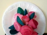 Sponge flowers on paper plate