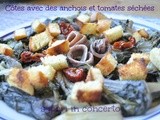 Cotes avec des anchois et tomates séchées