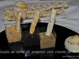 Grissini ai semi di sesamo con creme ai tartufi