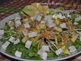 Insalata gentilina con germogli di soia, mela,semi di zucca,noci,sedano,aglio,sesamo e quartirolo