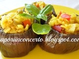 Melanzana con insalata di riso al curry