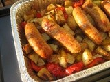 Roasted Sausages, Peppers, Potatoes and Onions