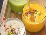 Mango,Matcha and Elaichi Lassi