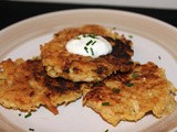 Celery root and parsnip latkes with horseradish sour cream