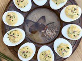 Chive blossom deviled eggs
