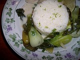 Coconut and lime poached white fish with baby bok choy