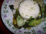 Coconut and lime poached white fish with baby bok choy