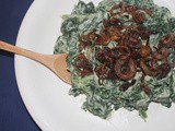 Creamed collard greens with crispy shallots