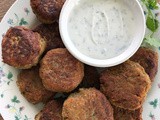 Eggplant and chickpea fritters with herb yogurt sauce