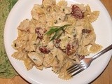 Farfelle with chicken, sun-dried tomatoes, and tarragon-cream sauce