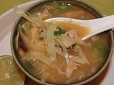 Hot and sour chicken, cabbage, and rice soup