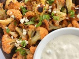 Roasted Buffalo cauliflower with blue cheese dressing