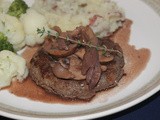 Salisbury steak with red wine-mushroom sauce
