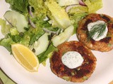 Salmon patties with lemon-dill sauce