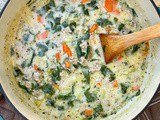 Sausage, potato, and Swiss chard soup