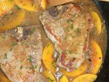 Skillet peaches & cream pork chops