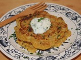 Spaghetti squash patties with cilantro-lemon yogurt