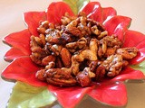 Sweet and spiced glazed mixed nuts