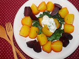 Warm beets with horseradish and dill sour cream