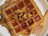 Whole wheat acorn squash waffles with walnut and cinnamon syrup