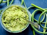 Garlic Scape Pesto for Freezing