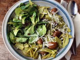 Foglie d`ulivo agli spinaci mit Champignons,Feldsalat,vegetarisch