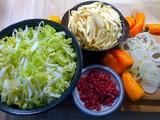Gedämpfte Pastinaken, Kartoffelstampf,Bratpaprika, Chinakohlsalat
