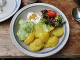 Kartoffelsalat,pochiertes Ei,Salate,vegetarisch