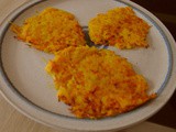 Kürbis/Kartoffel Puffer mit Guacamole und Feldsalat