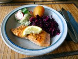 Lachs,Rotkraut,Kohlrabi