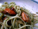 Linguine mit Muscheln,Tomtensalat,pescetarisch