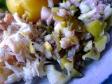 Matjestatar,Walldorfsalat,Feldsalat, Pellkartoffel