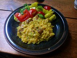 Pilzrisotto,Salat,Dessert,vegetarisch