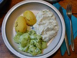 Quark,Kartoffeln,Mirabellenkompott,vegetarisch