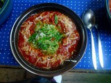 Zucchinispaghetti,Tomatensauce,Mirabellen,vegan/vegetarisch