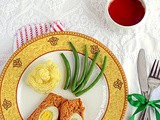 Egg stuffed Meatloaf with Buttermilk Mashed Potatoes