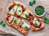 Naan Bread Pizza with Coriander Chutney Drizzle