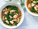 Salmon Miso Soup with Soba Noodles