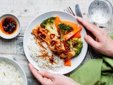 Steamed Salmon and Rice with a Ginger Garlic Sauce