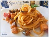 Spaghettoni con spada e melanzane