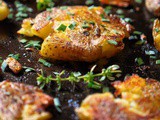 Smashed Fingerling Potatoes with Chives and Garlic