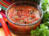 Authentic Chunky Roasted Salsa with Tomatoes, Tomatillos, Garlic and Chiles de Arbol