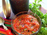 Authentic Chunky Roasted Salsa with Tomatoes, Tomatillos, Garlic and Chiles de Arbol