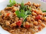 Chickpea Chile Soup with Greens and Grains for a Meatless #SundaySupper