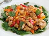 Creamy Peanut Chicken Over Greens (Secret Recipe Club)