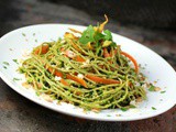 Edamame Spaghetti with Kale Cilantro Pesto {gluten-free}