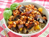 Skillet Sicilian Chickpeas Over Brown Rice #SundaySupper #McSkilletSauce